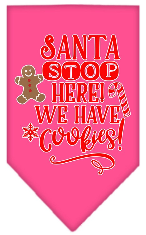 Santa, We Have Cookies Screen Print Bandana Bright Pink Large